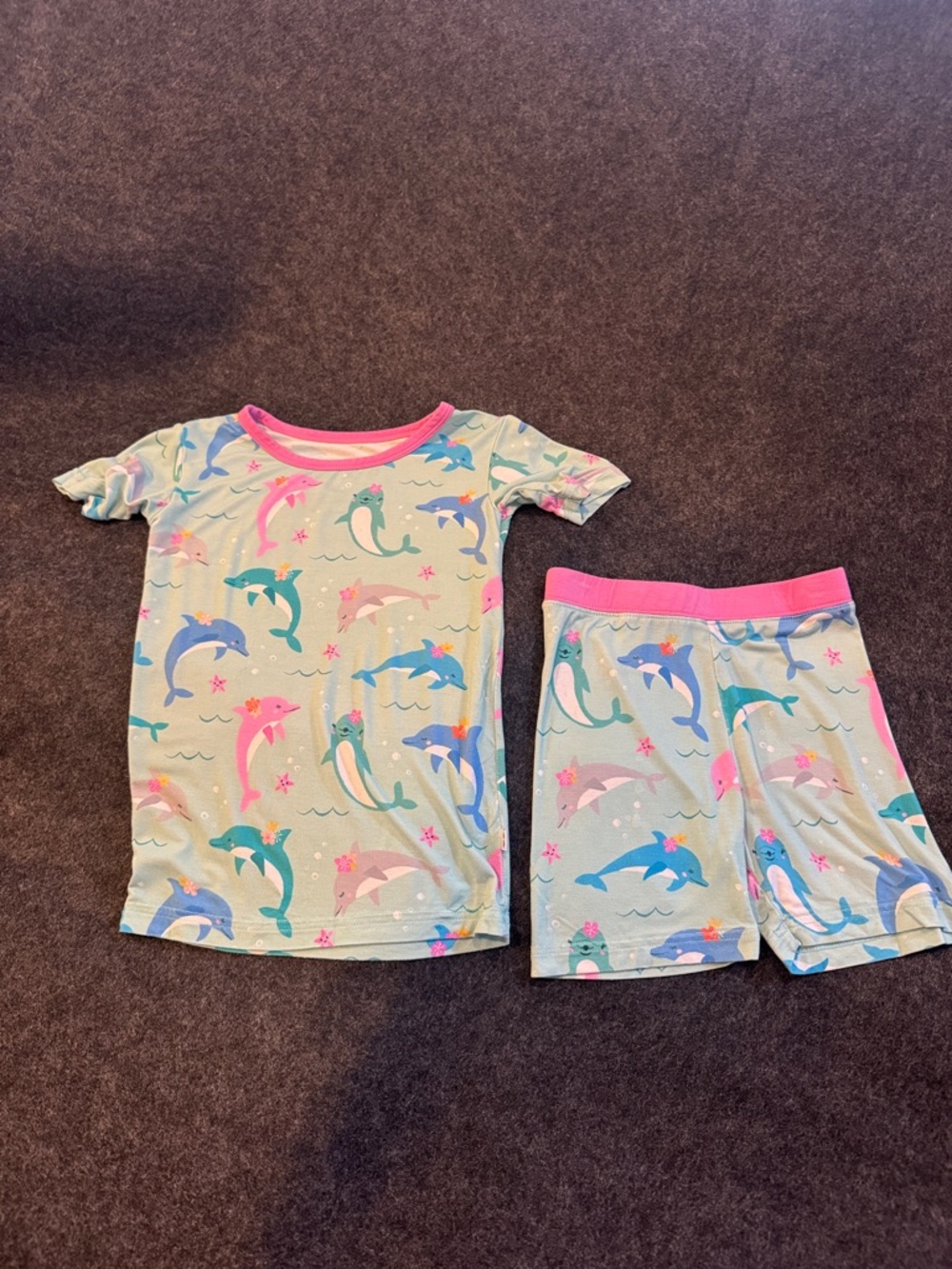 Little Sleepies Dancing Dolphins 4T short pajama set GUC